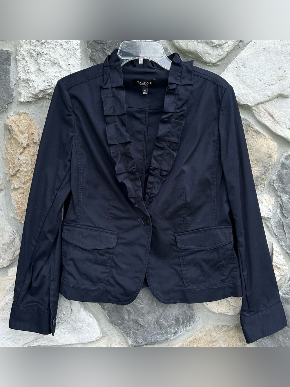 Talbots Blazer 10 Navy Blue Career Wear Preppy Classic Academia Elevated Basic